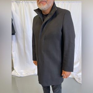 Men’s Theory Wool Cashmere Overcoat XL with full zipper and buttons